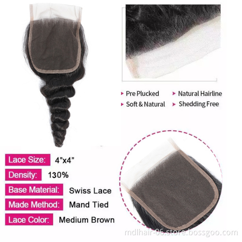 Brazilian Hair Loose Wave Hair Bundles with Closure Remy Human Hair Weave Bundles With Closure Natural Color